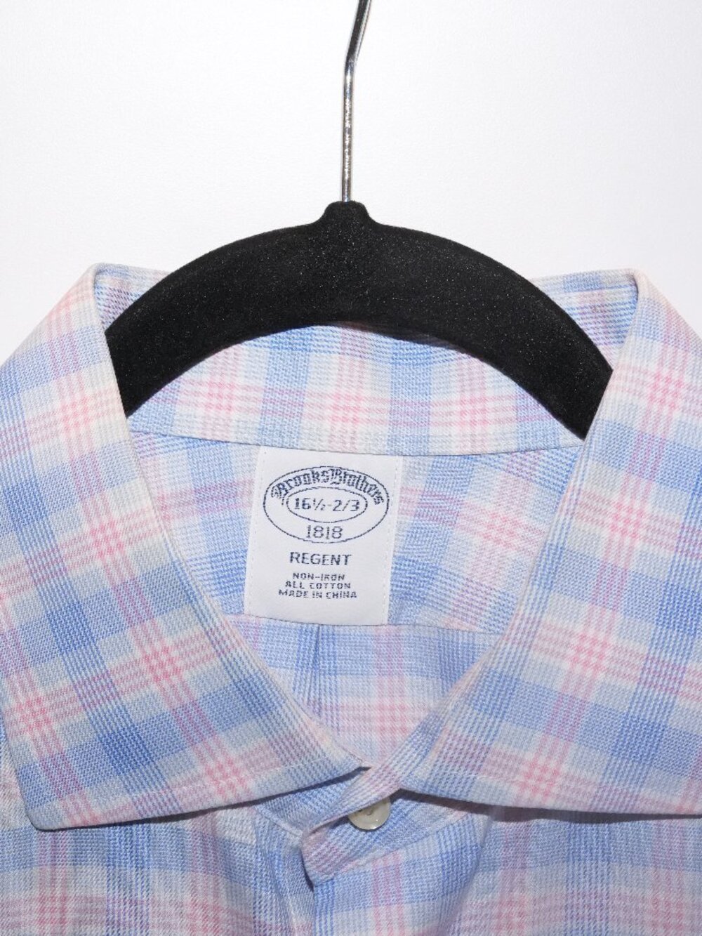 Brooks Brothers Regent Dress Shirt Blue Pink Plaid 16½-2/3